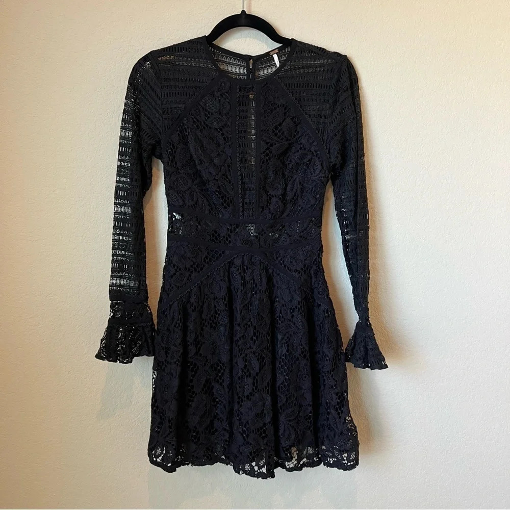 Free People lace long sleeve mini dress
